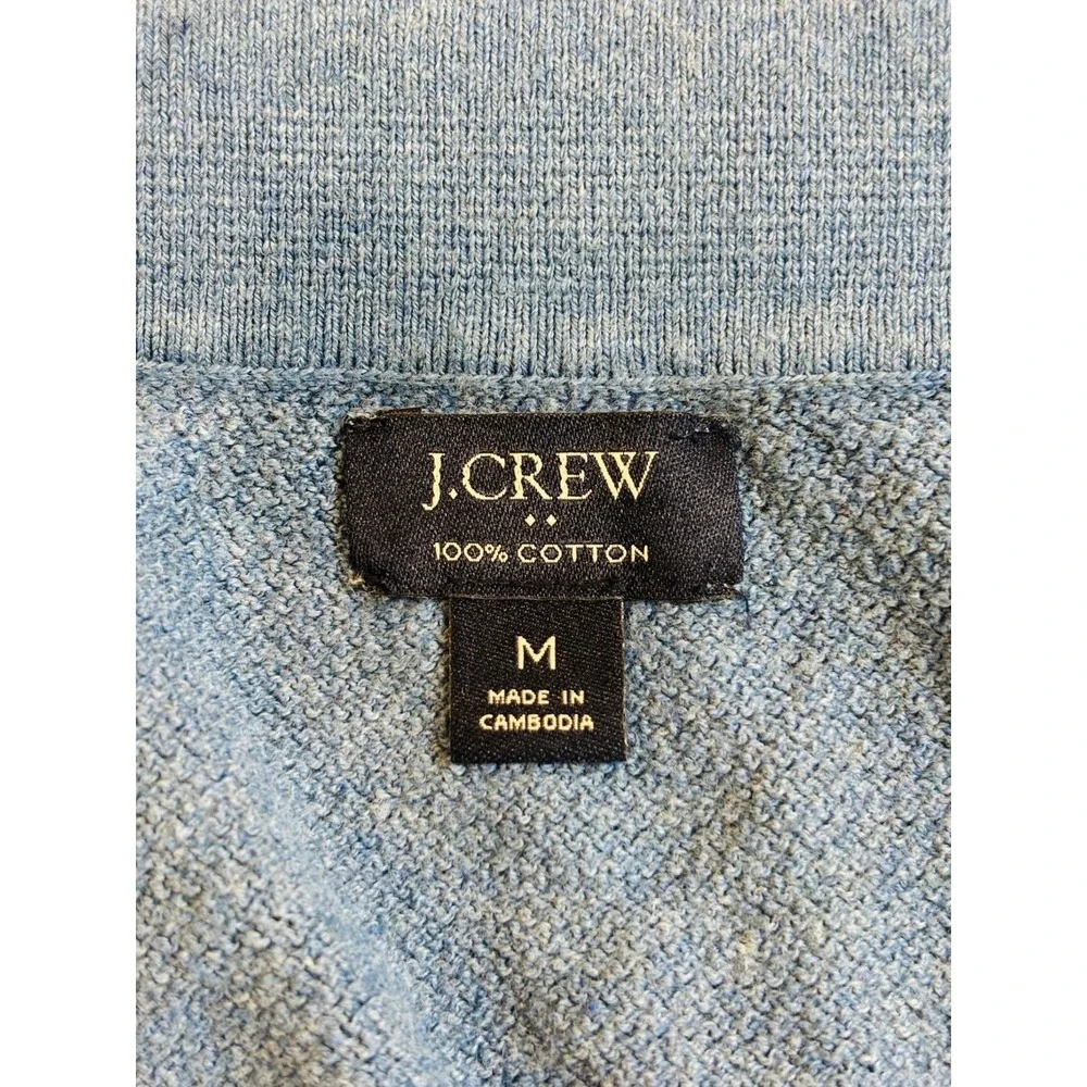 J.Crew Mens Medium Blue 100% Cotton Crewneck Sweater Heather Knit Long Sleeve